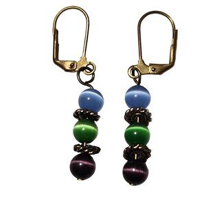 Statement Colorful Marble Beaded Drop Earrings Leverback Hooks Fashion Jewelry